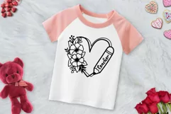 Flower Heart Svg, Teacher Heart Svg, School Heart Svg. Product Image 4