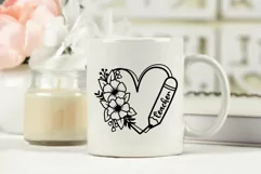 Flower Heart Svg, Teacher Heart Svg, School Heart Svg. Product Image 6