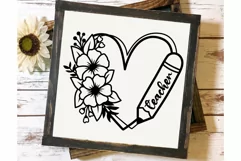 Flower Heart Svg, Teacher Heart Svg, School Heart Svg. Product Image 5
