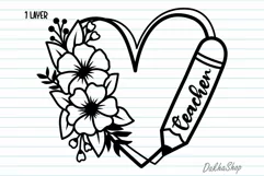 Flower Heart Svg, Teacher Heart Svg, School Heart Svg. Product Image 8