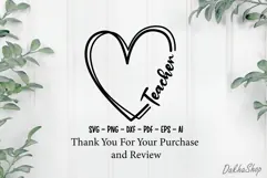 Teacher SVG Teacher Heart SVG Back To School SVG Teacher PNG Product Image 9