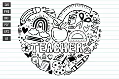 Teacher Heart Svg, School Heart Svg, Back To School Svg. Product Image 1
