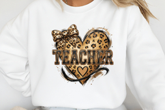 Teacher Leopard Bow Heart PNG Product Image 2