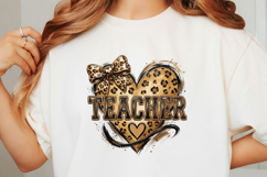 Teacher Leopard Bow Heart PNG Product Image 3