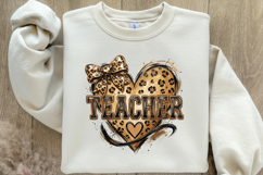 Teacher Leopard Bow Heart PNG Product Image 4
