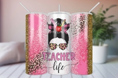 Messy Bun 20 Oz. Tumbler Wrap| Teacher Life Sublimation PNG Product Image 1