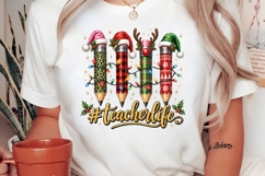 Teacher Life Christmas Pencil PNG Design Product Image 2
