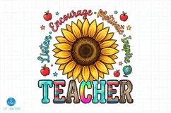 Teacher Life PNG, Listen Encourage Motivate Inspire TEACHER Product Image 1