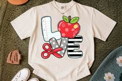 Teacher Love Apple PNG, School Supplies Design Product Image 2
