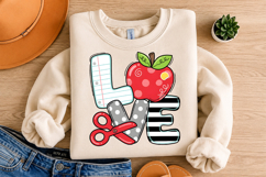 Teacher Love Apple PNG, School Supplies Design Product Image 4