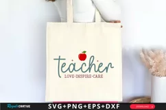 Teacher Love Inspire Care SVG, Teacher SVG Design Product Image 3