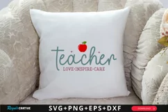 Teacher Love Inspire Care SVG, Teacher SVG Design Product Image 2