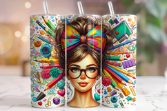 Teacher Messy Bun Tumbler Wrap, Teacher Life Tumbler Wrap Product Image 1