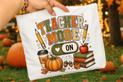 Teacher Mode On PNG, Fall Teacher Shirt Sublimation Product Image 2