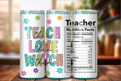 Teacher Nutrition Facts Tumbler Wrap PNG, 20oz Sublimation Product Image 1