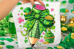 Teacher Pencil St Patrick's Day PNG, Lucky Teacher PNG Product Image 2