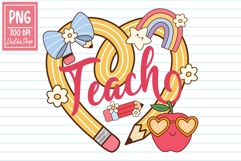 Teacher Png, Back To School Png, Teacher Pencil Heart Png. Product Image 1