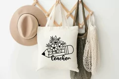 Teacher Svg, Teacher Foral Svg, Pencil Flower Svg. Product Image 9