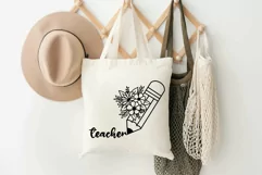Teacher Svg, Teacher Foral Svg, Pencil Flower Svg. Product Image 8