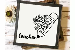 Teacher Svg, Teacher Foral Svg, Pencil Flower Svg. Product Image 10