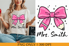 Teacher Pencil Bow PNG, Personalized Bow Design Product Image 1