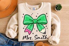 Teacher Pencil Bow PNG, Personalized Bow PNG Sublimation Product Image 2