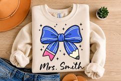 Teacher Pencil Bow PNG, Personalized Bow Sublimation Product Image 2