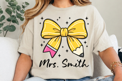 Teacher Pencil Bow PNG, Personalized Bow Sublimation Design Product Image 3