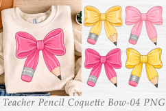 Teacher Pencil Coquette Bow PNG,Back To School PNG Product Image 1
