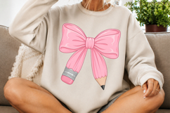 Teacher Pencil Coquette Bow PNG,Back To School PNG Product Image 2