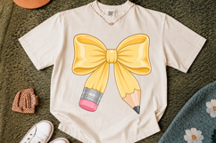 Teacher Pencil Coquette Bow PNG,Back To School PNG Product Image 3