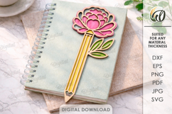 Teacher Pencil Flowers Bundle Laser Cut. Teacher Gift SVG Product Image 2