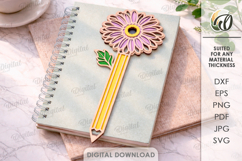 3D Teacher Pencil Flower Laser Cut. Teacher Gift SVG Product Image 1