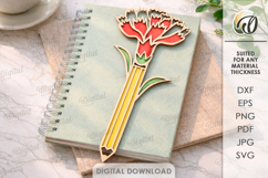 Teacher Pencil Flowers Bundle Laser Cut. Teacher Gift SVG Product Image 6