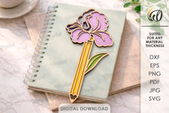3D Teacher Pencil Flower Laser Cut. Teacher Gift SVG Product Image 1