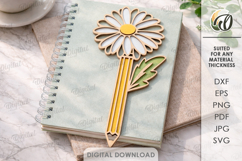 3D Teacher Pencil Flower Laser Cut. Teacher Gift SVG Product Image 1