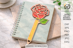 3D Teacher Pencil Flower Laser Cut. Teacher Gift SVG Product Image 1