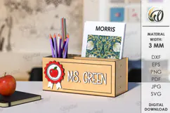 Teacher Pencil Holder Laser Cut. Wooden Desk Organizer SVG Product Image 1