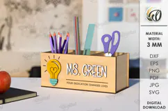 Teacher Pencil Holder Laser Cut. Wooden Desk Organizer SVG Product Image 1