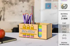 Teacher Pencil Holder Laser Cut. Wooden Desk Organizer SVG Product Image 1