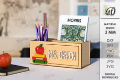 Teacher Pencil Holder Laser Cut. Wooden Desk Organizer SVG Product Image 1