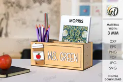 Teacher Pencil Holder Laser Cut. Wooden Desk Organizer SVG Product Image 1