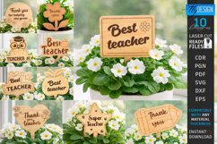 Teacher Plant Stake Laser Cut Bundle | Garden Sign | School Product Image 1
