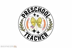 Teacher Preschool Coquette Pencil Bow SVG PNG T-shirt Design Product Image 1