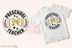 Teacher Preschool Coquette Pencil Bow SVG PNG T-shirt Design Product Image 2