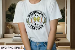 Teacher Preschool Coquette Pencil Bow SVG PNG T-shirt Design Product Image 3