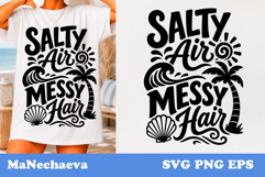 Salty Air Messy Hair SVG | Summer Beach Quote Product Image 1