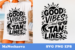 Summer Beach Quote SVG | Good Vibes And Tan Lines Product Image 1