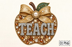 Teacher Rhinestone Apple Png Product Image 1