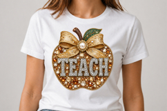 Teacher Rhinestone Apple Png Product Image 2
